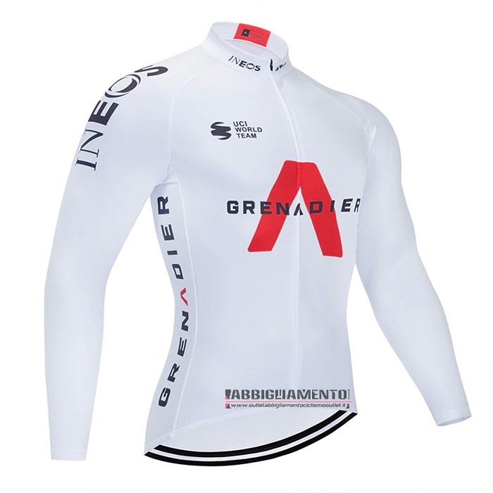 Abbigliamento INEOS Grenadiers 2021 Manica Lunga e Calzamaglia Con Bretelle Bianco - Clicca l'immagine per chiudere